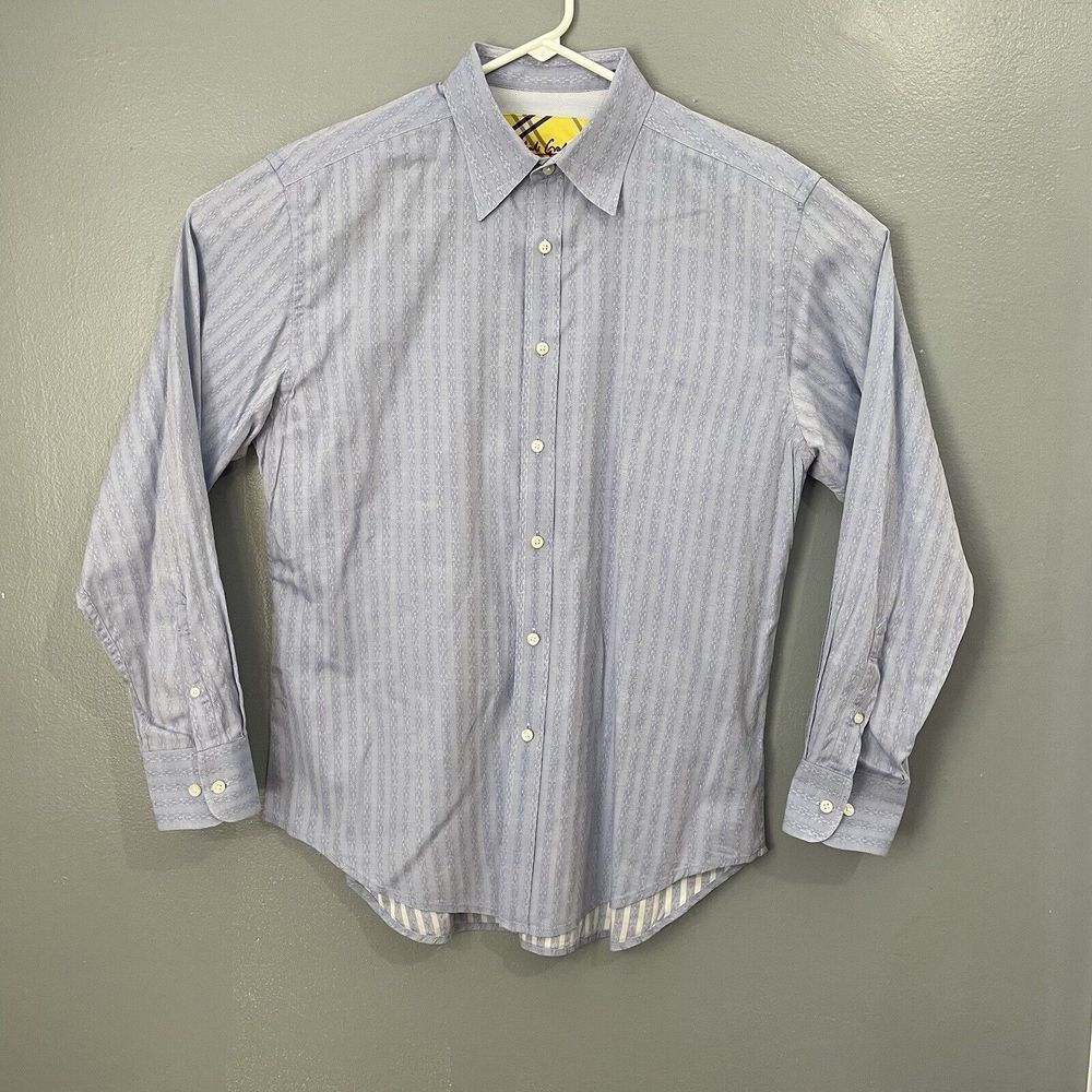 Robert Graham Dress Shirt Mens XLarge Blue Abstract Stripe Button Up Long Sleeve